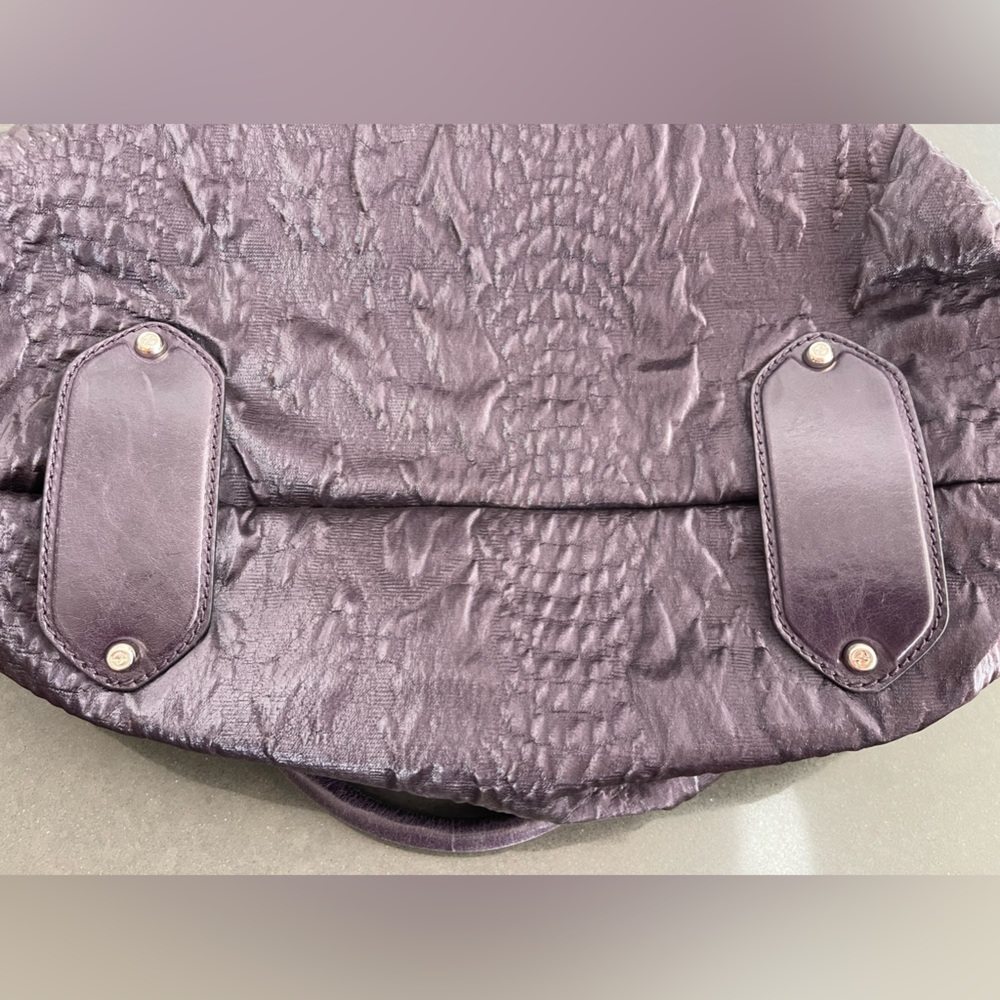 NWOT FRANCESCO BIASIA LEATHER TRIM SATCHEL. Deep Purple! Soft, Supple Materials! - Picture 7 of 13